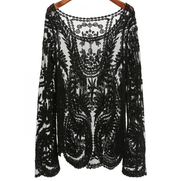 Tops - $6 NEW WITHOUT TAGS LACE BLACK BLOUSE. SIZE L. $6 IF BUNDLED